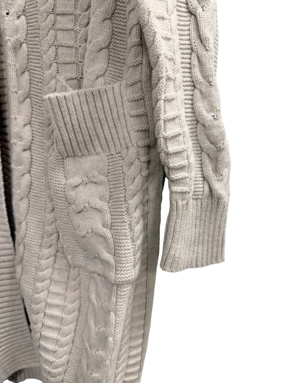 Kinross Cable Knit Oversized Open Front Cardigan Duster Cream Size Small - Picture 5 of 8